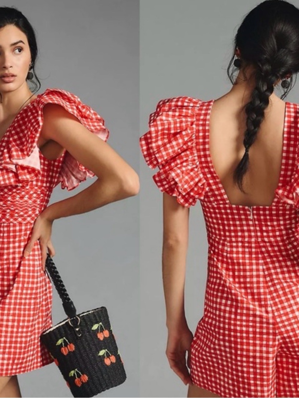 Hutch V-Neck Ruffle-Sleeve Romper